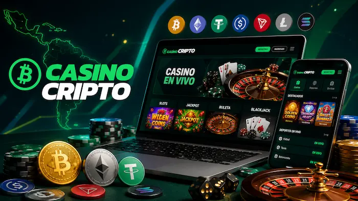 Casino Cripto platform with cryptocurrency payments and online gaming interface for Latin America